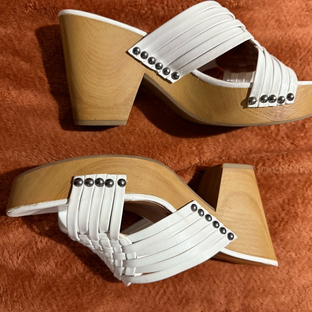 Lucky Brand White Studded Sandals